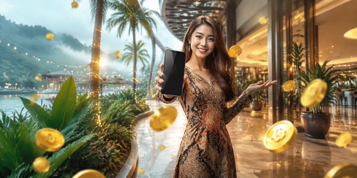 Aplikasi kasino bertema batik Langkawi dengan reka bentuk tradisional Malaysia pada skrin mudah alih