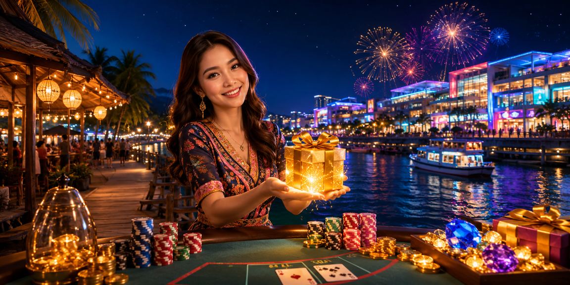 Meja baccarat bergaya Melayu di Sabah dengan peniaga profesional dan suasana kasino mewah
